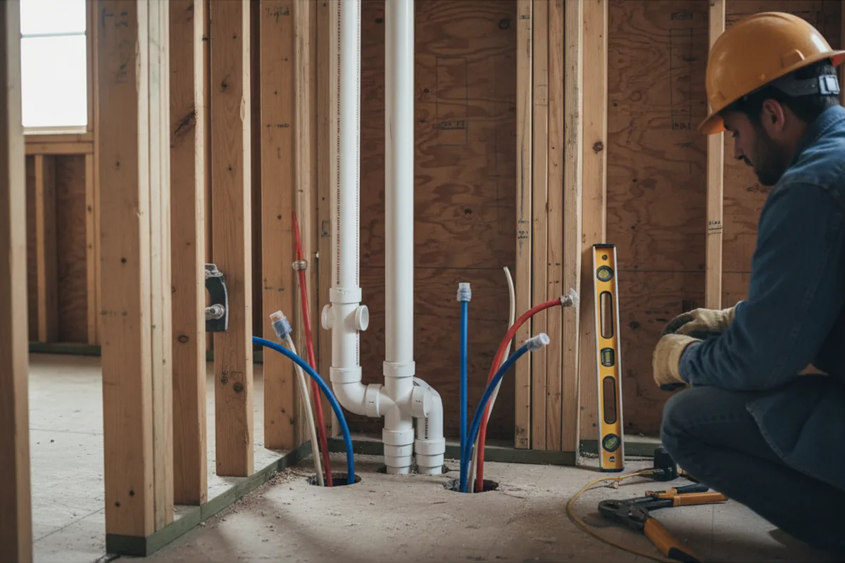 Drain and supply rough-in during Leak Detection in Wylie